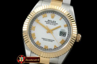 R2DJ0190A - SS/YG Oyster Fluted P-White Roman Asian Eta 2836-2