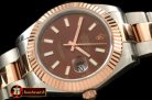 R2DJ0188G - SS/RG Oyster Fluted Brown Sticks Asian Eta 2836-2