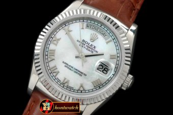 Replica Rolex DayDate Fluted M-Wht Roman SS/LE Asian 2813