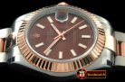 R2DJ0188G - SS/RG Oyster Fluted Brown Sticks Asian Eta 2836-2