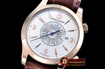 JAEGER LE COULTRE Master Memovax World Time RG/LE Silver Wht Asi