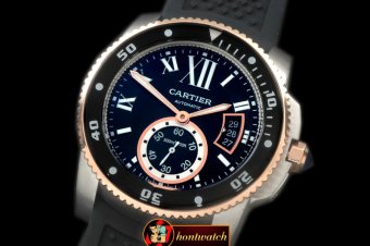 CAR0328B - Calibre de Cartier Diver SS/RG/RU Black A-2813