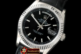 Replica Rolex DayDate Fluted Black SS/LE Asian 2813