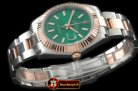 R2DJ0188I - SS/RG Oyster Fluted Green Sticks Asian Eta 2836-2