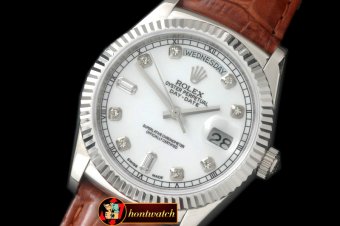 Replica Rolex DayDate Fluted White Diam SS/LE Asian 2813