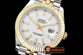 Rolex Datejust II DJ2 41mm Jub Flt YG/SS White Stk BP A3235 Mod