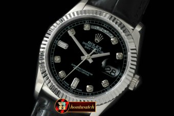 Rolex DayDate Fluted Black Diam SS/LE Asian Eta 2836