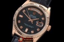 Replica Rolex DayDate Fluted M-Black RG/LE Asian 2836