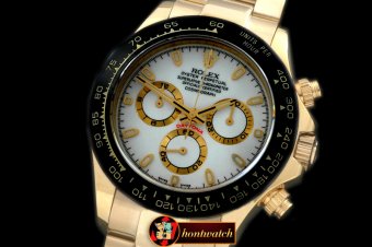 Replica Rolex Daytona 116528 YG/YG White Stk A-7750 Sec@6