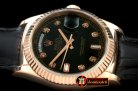 Replica Rolex DayDate Fluted Black Diam RG/LE Asian 2836