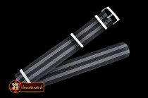 Rolex Black/Grey 22mm Top Quality Nylon Strap