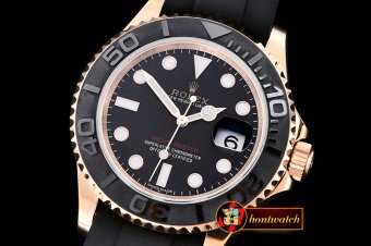 Replica Rolex YachtMaster 116655 RG/RU Cer Bez Black JF A2836