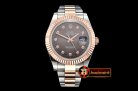 Rolex DJ2 41mm Oyst Flt RG/SS Dark Grey Diams BP A3136 Mod