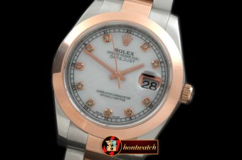 R2DJ0194H - SS/RG Oyster M-White Diam Asian Eta 2836-2