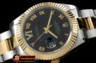 R2DJ0189B - SS/YG Oyster Fluted Black Roman Asian Eta 2836-2