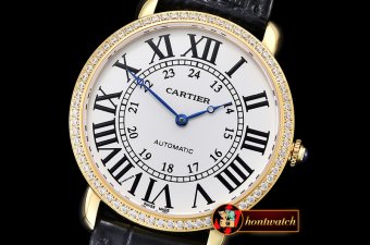 Replica Cartier Ronde Louis Cartier No Date YG/LE Diams White As