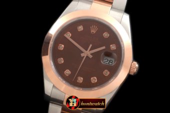 R2DJ0194G - SS/RG Oyster Brown Diam Asian Eta 2836-2