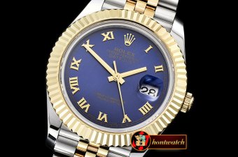 Rolex Datejust II DJ2 41mm Jub Flt YG/SS Blue Roman BP A3235 Mod