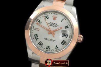 R2DJ0192G - SS/RG Oyster White Roman Asian Eta 2836-2