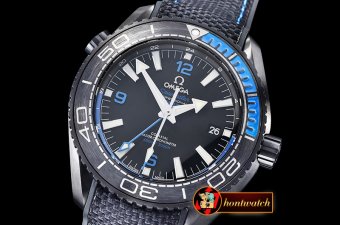 Omega Planet Ocean GMT Deep Black PVD/RU Blue JHF A2824 Mod