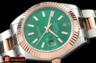 R2DJ0188I - SS/RG Oyster Fluted Green Sticks Asian Eta 2836-2