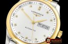 LON016B -Longines Master Collection DayDate YG/SS LGF Wht A2836