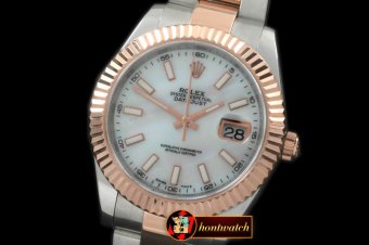 R2DJ0188D - SS/RG Oyster Fluted M-White Sticks Asian Eta 2836-2