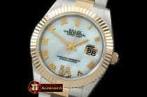 R2DJ0189E - SS/YG Oyster Fluted M-White Roman Asian Eta 2836-2