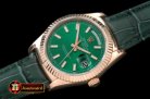 Replica Rolex DayDate Fluted Green RG/LE Asian 2813