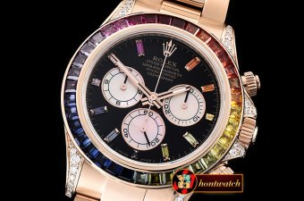 Rolex Daytona 116595 RBOW RG/RG Black BP A7750 4130 Mod