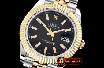 Rolex Datejust II DJ2 41mm Jub Flt YG/SS Black Stk BP A3235 Mod