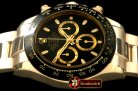 Replica Rolex Daytona 116528 YG/YG Black Stk A-7750 Sec@6