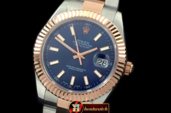 R2DJ0188H - SS/RG Oyster Fluted Blue Sticks Asian Eta 2836-2