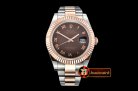 Rolex DJ2 41mm Oyst Flt RG/SS Brown Roman BP A3136 Mod